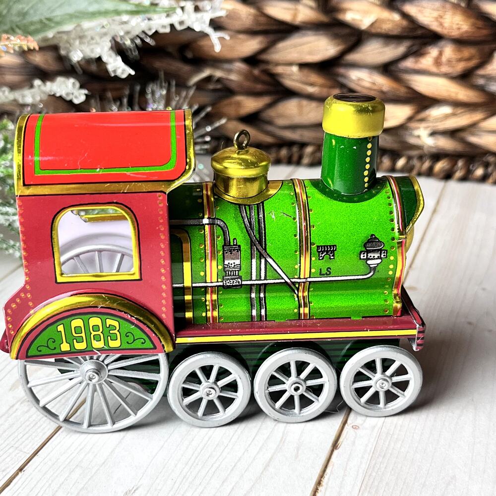 Vintage 1983 Hallmark Tin Locomotive Train Christmas Ornament Second in Series
